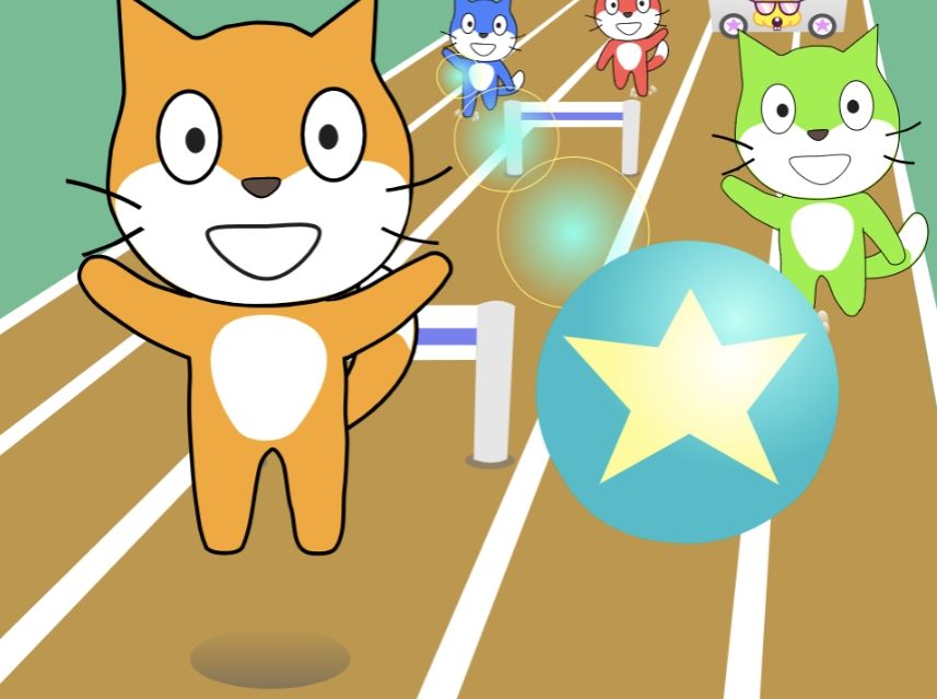 Scratch竞速游戏《猫咪障碍赛》