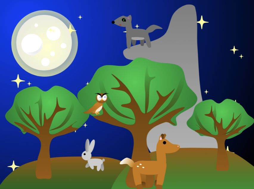 Scratch艺术动画《夜晚时分》